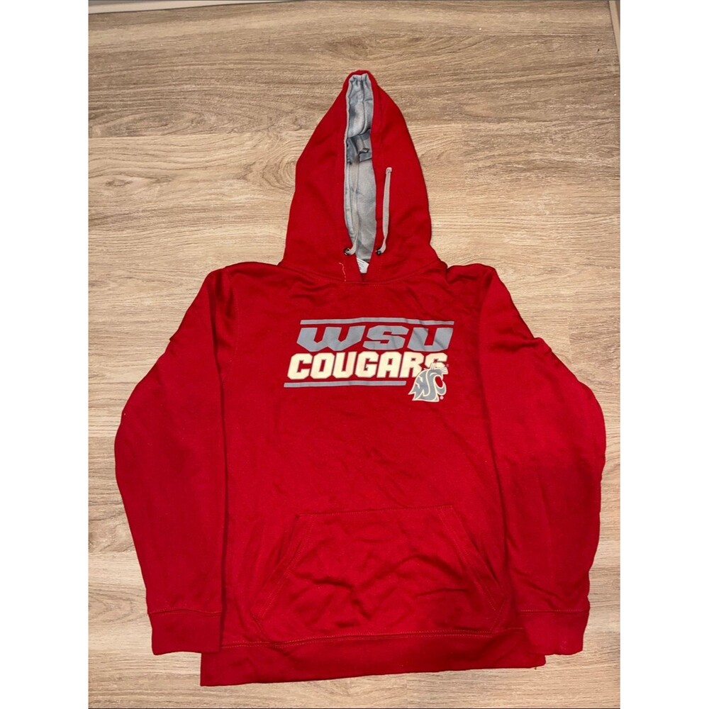 WSU Cougars Hoodie Large Red Washington State Pullover Sweatshirt